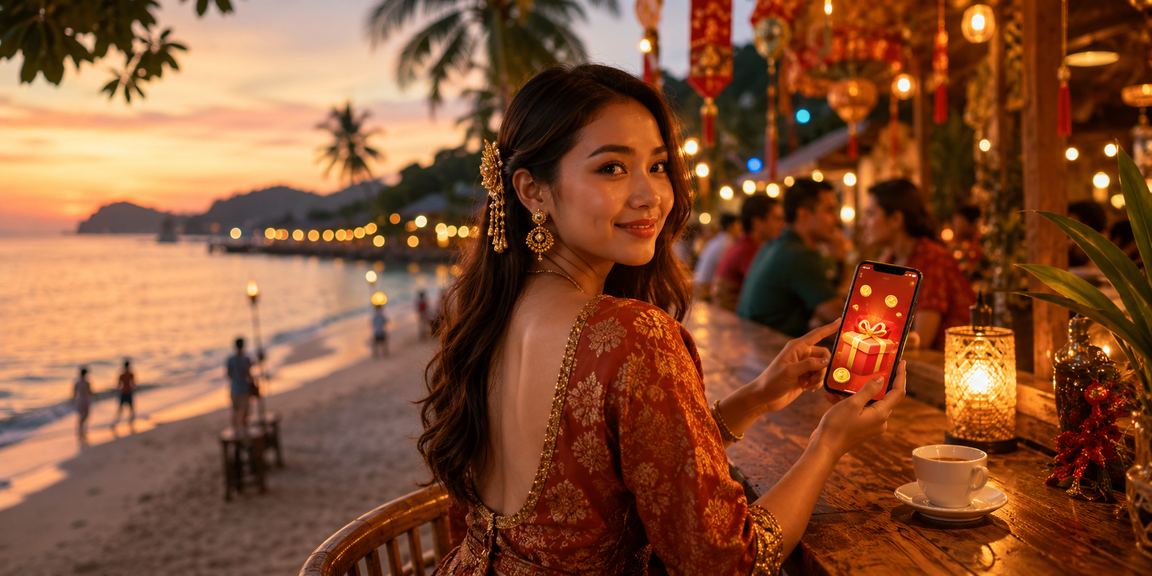Pemain menerima bonus sampul merah sempena perayaan di Langkawi Malaysia